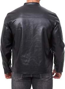 Veste d'hiver en cuir thermique pour homme avec fermeture éclair de couleur unie et fausse plume Design décontracté en PU Taille Plus 8XL avec détail bouffant - Product Image 2