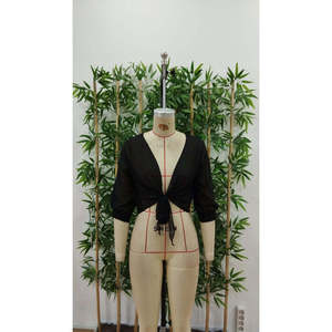 Veste boléro courte en mousseline de soie Truvakar pour femme, avec lien sur le devant, 25354 - Noir - Product Image 4