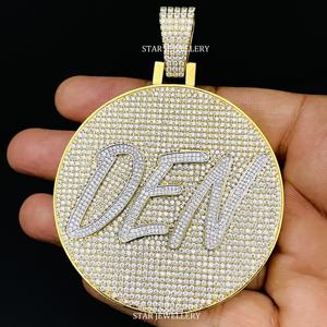 Pendentif avec logo Moissanite personnalisé, Pendentif avec logo personnalisé Moissanite VVS, Pendentif Moissanite personnalisé, Pendentif Moissanite Hip Hop en argent - Product Image 5