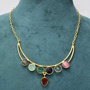 สร้อยคอดีไซเนอร์เงินสเตอร์ลิง925ชุบทองสไตล์วินเทจที่ไม่ซ้ำกันคุณภาพดีเยี่ยมทำด้วยมือประดับมุกตัดอย่างดี - Product Image 6