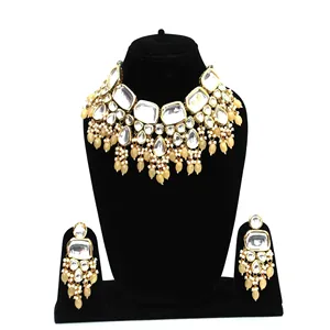 Luxury Gold-Plated Yellow Polki Kundan <b>Studded</b> Fine Jewelry Set 24K Gold - Product Image 1