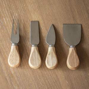 Juego de 4 Cuchillos para Queso con Mango de Madera, Utensilios de Cocina para Hornear, Cortador de Queso, Vajilla Promocional - Product Image 2