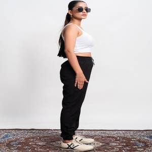 Pantalon de jogging pour femme de qualité supérieure, poids lourd, tissu en velours côtelé polyester/coton, fermeture à cordon, anti-boulochage, respirant - Product Image 3