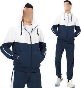 Nouveau Style 2025 survêtement Jogging costumes blanc coton polaire tissu en relief conception fermeture éclair survêtement pour hommes - Product Image 2