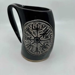 แก้วดื่มเบียร์ Tankard รูปสัตว์แบบนอร์ดิกทำจากเขาควายแท้แก้วมักขัดเงาสำหรับตกแต่งวันเกิด - Product Image 6