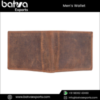 Dompet kulit asli pria, kstitch Logo lipat dua pendek kulit asli Hunter Vintage elegan, dilindungi RFID