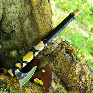 ราคาโรงงานอเนกประสงค์ใช้สีที่แตกต่างกันด้ามไม้ขวานเหล็กดามัสกัสคุณภาพสูงการออกแบบยอดนิยมขวานดามัสกัส - Product Image 4