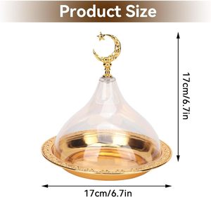 Juego de vajilla para servir Mubarak en aluminio con cúpula acrílica, elegante plato para pasteles y plato para galletas para uso doméstico y en restaurantes - Product Image 5