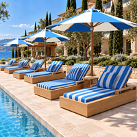 Chaise longue d'extérieur imperméable pour hôtel, aspect bois, OEM, mobilier de piscine personnalisé pour l'hôtellerie