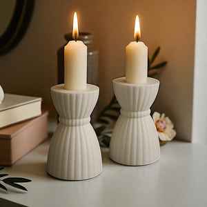 Bougeoir en céramique de qualité supérieure Finition blanche Bougeoir en céramique de haute qualité Doublure Texture haute sur demande 2025 - Product Image 2