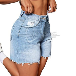 2025 gros Logo personnalisé été taille haute coton jean Shorts pour femmes respirant motif chaud Shorts - Product Image 4