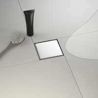 Livraison directe disponible Drain de sol carré en acier inoxydable brossé 4x4 avec panneau d'insertion de carrelage encastré pour salle de bain