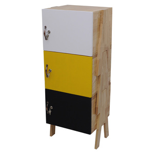 SFTCN001 - Moderno Gabinete de Almacenamiento de Oficina de 3 Niveles, Madera de Caucho de Alta Calidad con Puerta con Cerradura, Diseño Apilable - Product Image 1