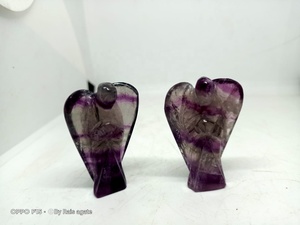 Figurine d'ange en fluorite violette naturelle sculptée, pierre de guérison Reiki, décoration d'intérieur, cadeau, vente en gros de Rais Agate - Product Image 3