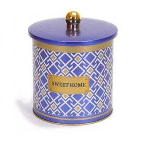 กระปุกเก็บอาหารด้ามหมุนโลหะทรงกลมลายเส้นเรขาคณิตพื้นหลังสีน้ำเงิน2.1L ดีไซน์ไร้รอยต่อขนาด140X150มม. - Product Image 1