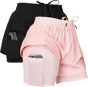 Shorts 2 en 1 Vintage de Cintura Media para Mujer con Bolsillo Oculto en el Forro, Diseño de Lazo en Algodón Transpirable - Product Image 5