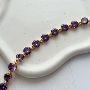 Bracelet Zircon rond plaqué or 18 carats classique Bijoux en laiton violet/rose - Product Image 5