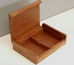 Joyero de madera personalizado hecho a mano de lujo Caja de anillo Vintage Caja de anillo de madera de nogal por Artesanías de media luna - Product Image 2