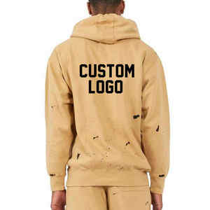 Conjunto de chándales de algodón de alta calidad personalizados conjuntos de Sudadera con capucha y pantalones de chándal acampanados de felpa francesa - Product Image 2