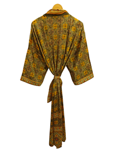 ชุดกิโมโนผ้าไหมยาวลายดอกไม้ผ้าไหมส่าหรีสไตล์วินเทจชุดคลุมส่าหรีสำหรับปาร์ตี้ชายหาดทำมือชุดกิโมโนผ้าไหมอินเดีย - Product Image 4