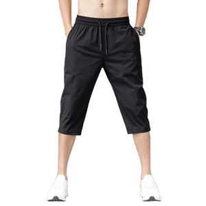 2025 nouveaux shorts pour hommes été 3/4 longueur séchage rapide 100% coton solide noir décontracté - Product Image 3