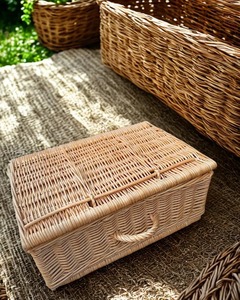ตะกร้าเก็บของหวายทันสมัย ลดราคาพิเศษ ผลิตจากหวายธรรมชาติ ทำด้วยมือ ปรับแต่งได้สำหรับใส่เครื่องดื่ม/อาหาร - Product Image 4