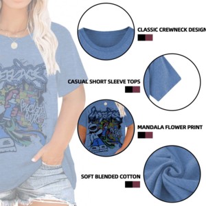 Summer Originals Denim Oversize Crew Neck T-Shirt pour les femmes Essential Boyfriend Style Breathable Screen Print Design Keep Life - Product Image 4