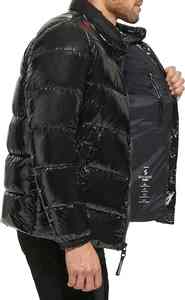 Manteau chaud d'hiver de créateur personnalisé unisexe veste à bulles rembourrée avec bloc de couleurs fermeture à glissière support de remplissage en fibre de polyester de grande taille - Product Image 5