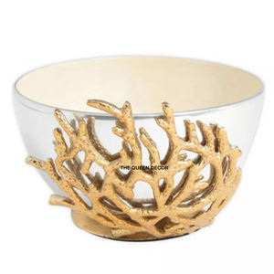 Bol décoratif rond en aluminium, finition brillante, idéal pour servir des fruits secs et des fleurs, accessoire de décoration pour la maison - Product Image 5