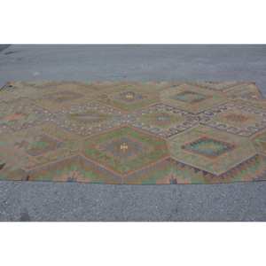 พรมตุรกีแนววินเทจสีเขียว5.4ชิ้นชุดพรมปูพื้นแนวแอบสแตรกทรงสี่เหลี่ยมผ้าปอกระเจาขนสัตว์แนวโบฮีเมียนผ้าดิบปะต่อสีส้ม11.2ft - Product Image 3