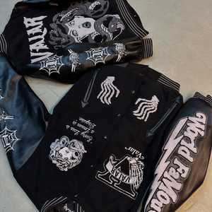 Chaqueta Varsity de Invierno para Hombre, 100% Lana, Estilo Urbano, Bordado Chenille, Cuello Alto, Botón Único en la Parte Delantera, Transpirable y Resistente al Viento - Product Image 6