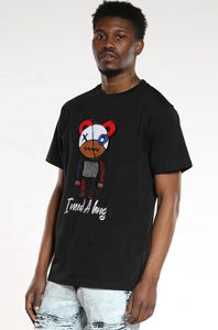 Camiseta de Hip Hop con estampado personalizado, camisetas con parches bordados de chenilla, camiseta desgastada para hombre, camisetas de algodón en blanco - Product Image 5