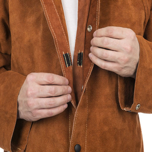 แจ็คเก็ตงานเชื่อมสำหรับคนงานเสื้อแจ็กเก็ตทำงานแขนยาวกันการฉีกขาดแจ็คเก็ตงานเชื่อมหนังวัวระดับพรีเมี่ยมบริการ OEM & ODM - Product Image 3