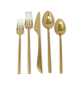 Juego de cubiertos con mango de diseño floral dorado de lujo con cuchillo, tenedor y cuchara, cubiertos y mangos texturizados - Product Image 2