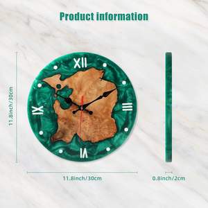 Modern High Quality Epoxy Resin Wood <b>Wall</b> <b>Clock</b> Custom Logo Home Decor and Restaurant Use by taqi Handicrafts - Product Image 2