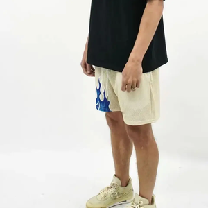 Pantalones cortos de malla transpirable con estampado personalizado al por mayor para hombre tela sostenible cordón llama verano patrón estilo casual talla XS - Product Image 6