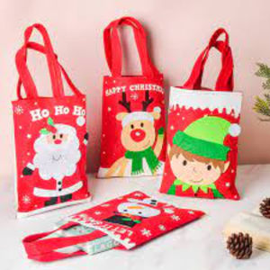 Vente en gros de sac fourre-tout de Noël personnalisé en laine fine tricoté pour enfants avec lettre rouge pour cadeau de bonbons Aus - Product Image 2