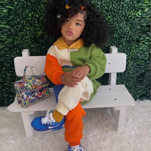 Winter Kids Solid Hooded Polyester/Cotton Tracksuit Two-Piece Set for <b>Toddler</b> Boys Girls Casual Outfit - Product Image 4