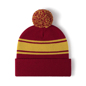 หมวกถักผ้าแจ็คการ์ดสำหรับผู้ใหญ่หมวกฤดูหนาวหมวกปอมปอมบีนนี่มีโลโก้ออกแบบได้ตามต้องการ - Product Image 4