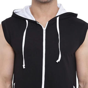 Haute qualité 100% coton hiver sans manches épais polaire respirant pull à capuche avec des Options personnalisées pour les hommes - Product Image 4