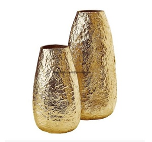 แจกันดอกไม้อลูมิเนียมหรูหราทันสมัยสำหรับตกแต่งบ้านและสวนทำจากโลหะสีทองประดับโต๊ะแจกันและกระถางต้นไม้ - Product Image 1