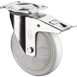 200 mm White Plastic <b>Swivel</b> Casters with Brake for Furniture 138 X 110 mm BS Casters Load Capacity 600 kg - Product Image 1