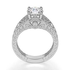 Round Cut Lab Grown Diamond <b>Split</b> Shank Cute Vintage Anniversary <b>Ring</b> for Women - Product Image 4