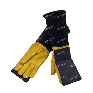 Guantes de piel de vaca natural doble de alta resistencia con certificación CE, a prueba de mordeduras de serpiente, cuidado de mascotas, suministros de seguridad para reptiles y anfibios - Product Image 3