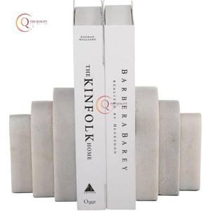 Accesorios para la casa Sala de estudio Mesa de mármol Objetos decorativos Sujetalibros Material de mármol blanco Librería Sujetalibros en gran oferta - Product Image 2