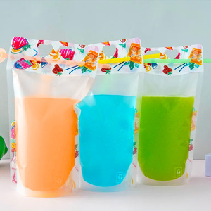 Bolsa de bebida de fruta de grado alimenticio, diseño de autosellado transparente, bolsa de embalaje Vertical de plástico personalizada - Product Image 1