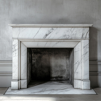 Cheminée de luxe en pierre naturelle brûlant à la main avec un véritable manteau de cheminée en marbre noir italien pour la décoration intérieure de l'hôtel et de la villa