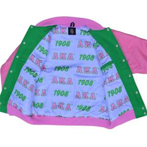 Nouvelle veste universitaire XAKA rose vert avec écusson brodé, manteau Letterman de style collège pour vêtements de sororité et mode Streetwear - Product Image 3