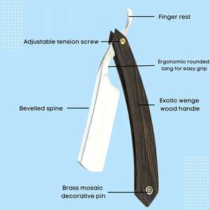 Nueva Llegada, Maquinilla de Afeitar Manual de Acero Alemán de Alta Calidad para Hombre, Maquinilla de Afeitar de Corte Recto con Mango de Madera, Maquinilla de Afeitar de Barbero de Filo Recto - Product Image 4