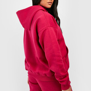 Haute qualité 100% coton goutte épaule surdimensionné poids lourd sweats à capuche pour femmes avec cordons plaine vierge sweats à capuche et sweat-shirts - Product Image 2